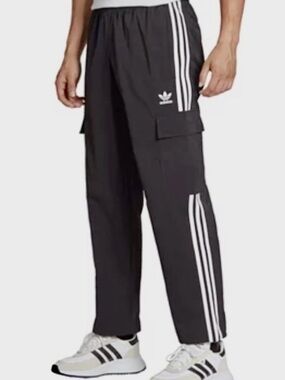 Adidas Originals Men’s Classics 3-Stripes Cargo Pants Set Size Medium Black/Blue